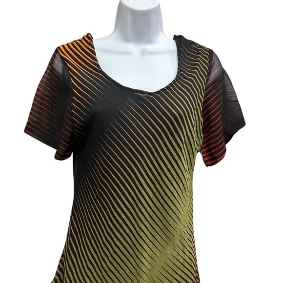 Vintage Nikky Polyester Georgette Green Brown Maxi Dress Size S - Picture 3 of 4